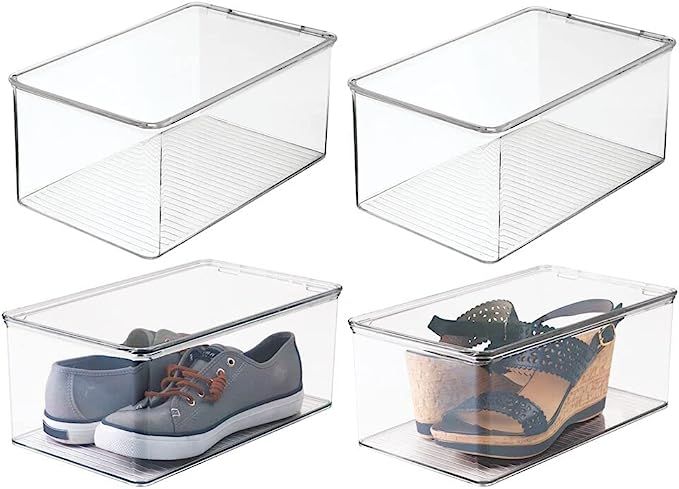 mDesign Closet Stackable Plastic Storage Box with Lid - Container for Organizing Mens and Womens ... | Amazon (US)