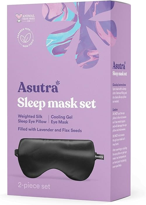 ASUTRA Silk Eye Pillow for Sleep, Black - Filled w/Lavender Buds & Flax Seeds, Weighted Eye Mask,... | Amazon (US)