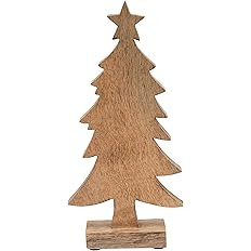 Creative Co-Op 5-1/2"L x 2-3/4"W x 12-1/4"H Hand-Carved Mango Wood Christmas Tree on Stand Figure... | Amazon (US)