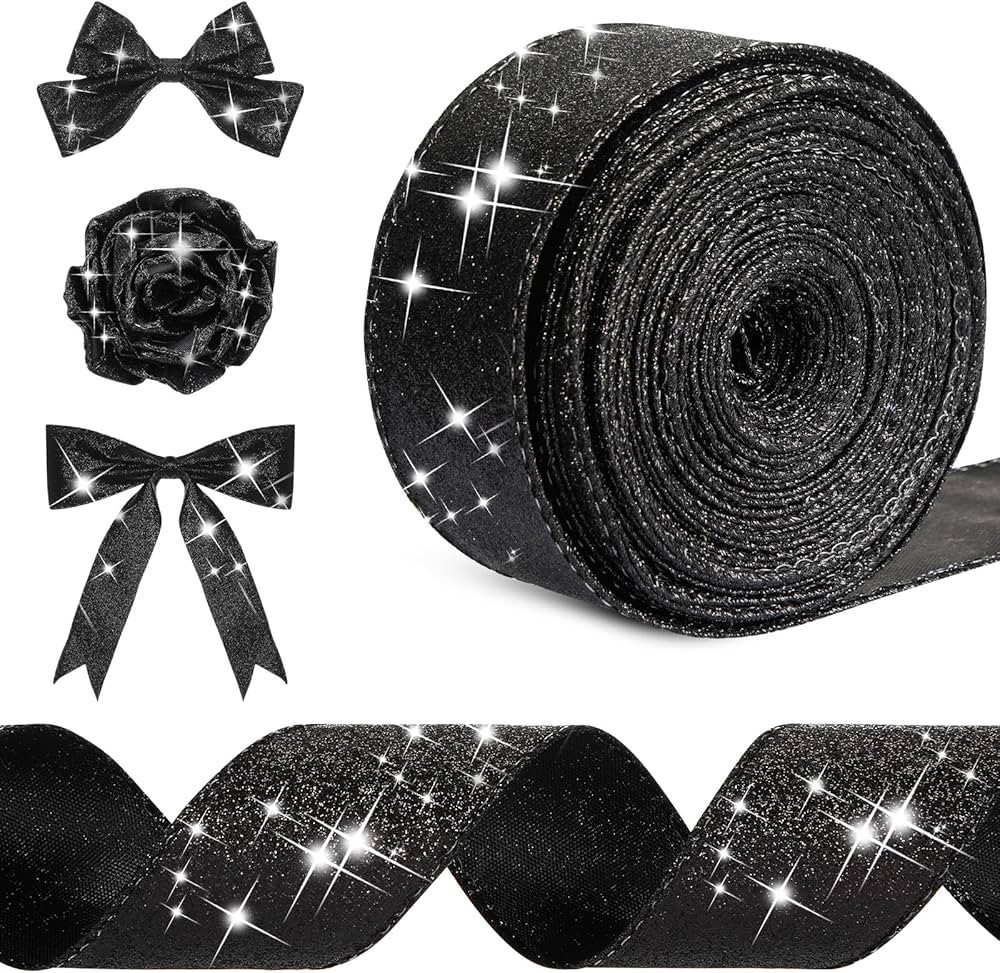 Syhood 20 Yard Glitter Ribbon Wired Edge Ribbon Waterproof Sparkly Ribbon Garland for Gifts Wrapp... | Amazon (CA)