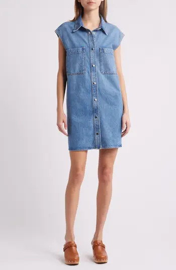 FRAME The Sleeveless Denim Mini Shirtdress in Method at Nordstrom Rack, Size X-Small | Nordstrom Rack