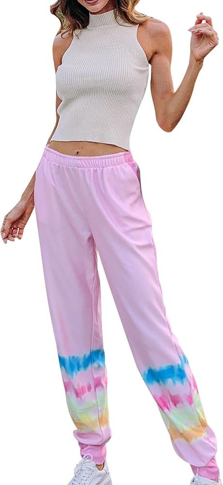 Womens Slacks Baggy Elastic Waist Cargo Pants Summer Casual Cool Trousers Harem Pants Palazzo Pan... | Amazon (US)