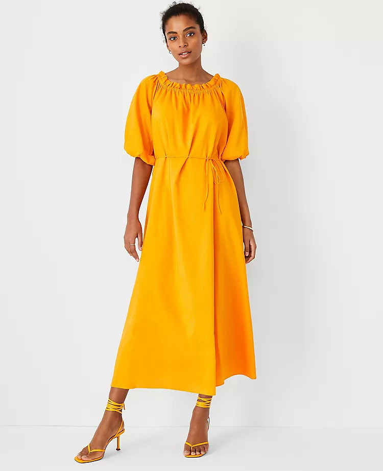 Tie Waist Midi Flare Dress | Ann Taylor (US)