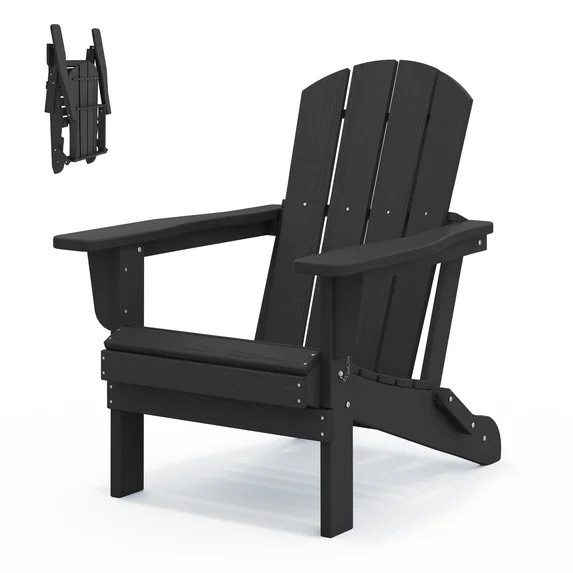 LOYALICE Outdoor Patio Chair, HDPE Plastic Adirondack Chair, Black | Walmart (US)