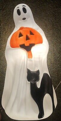 34"H Lrg Vintage Empire Halloween Blow Mold Lighted Ghost W/Pumpkin & Black Cat | eBay US