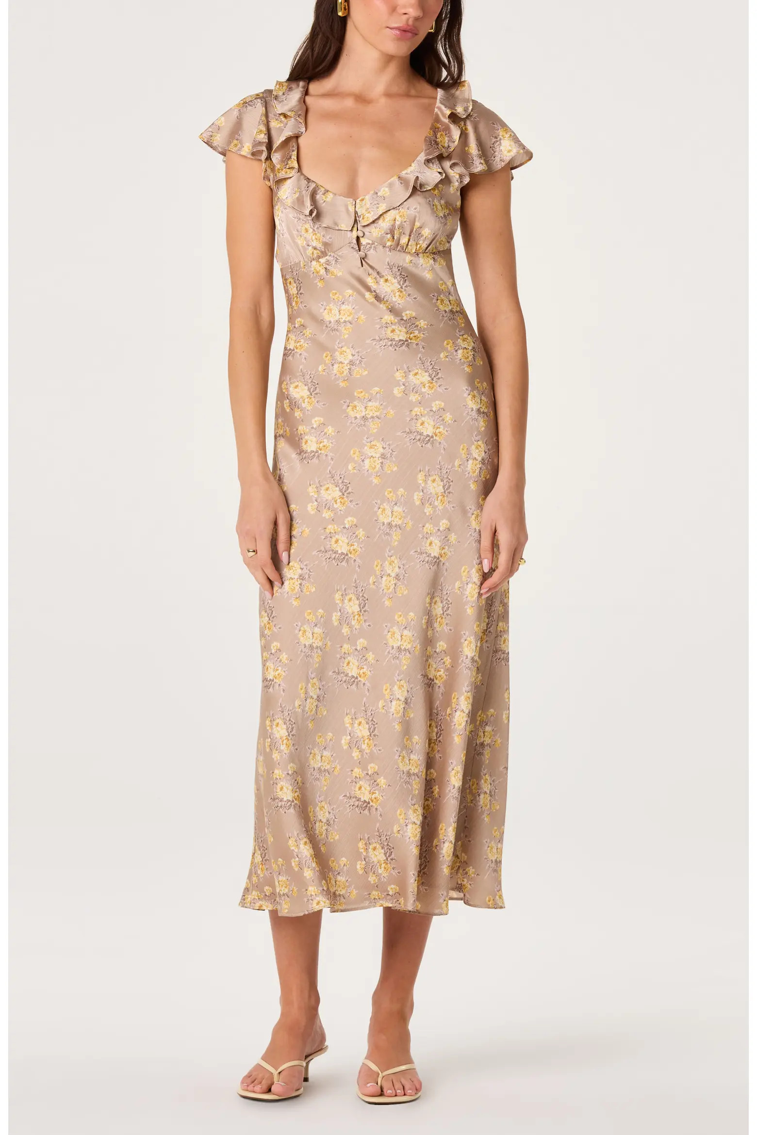ASTR the Label Nico Floral Ruffle Cap Sleeve Midi Dress (Women) | Nordstrom | Nordstrom