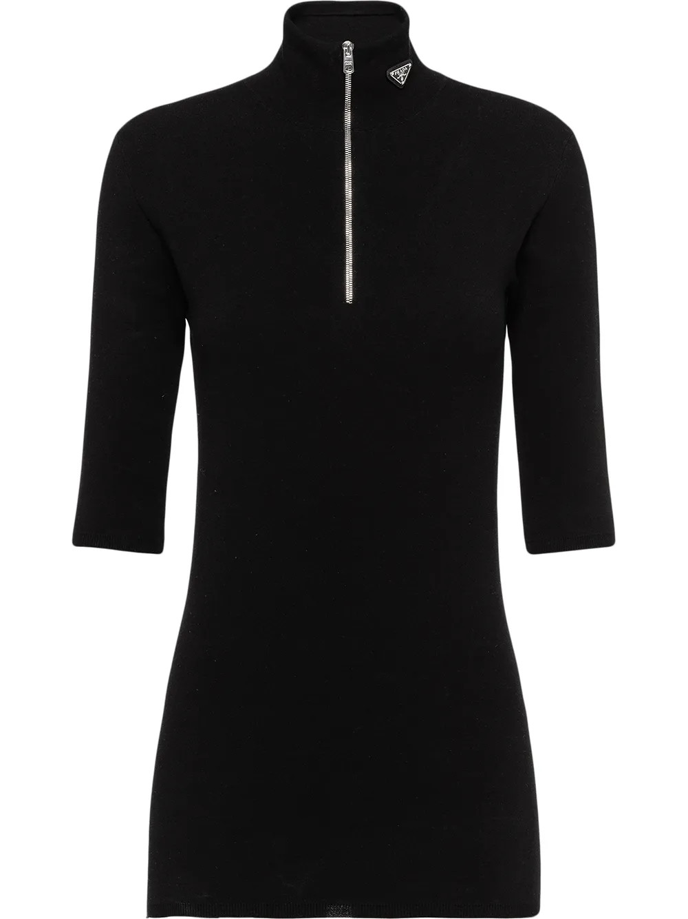 Prada triangle-logo half-zip Jumper | Black | FARFETCH | Farfetch Global