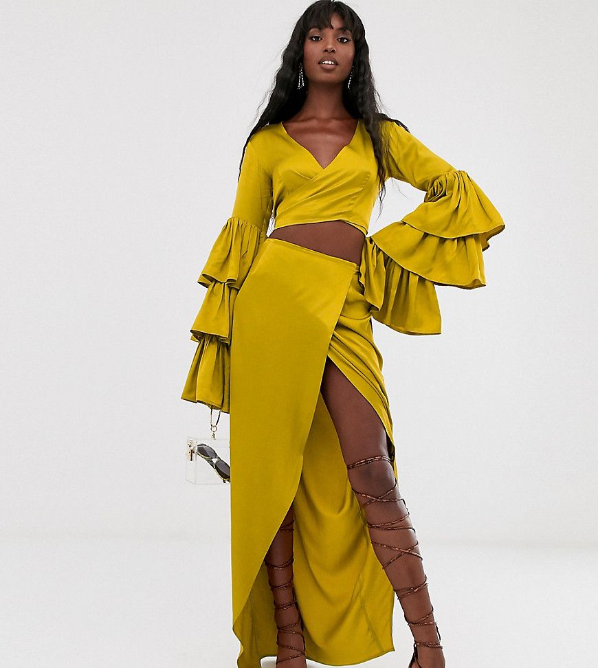 TTYA wrapover midi skirt in in rich yellow | ASOS (Global)