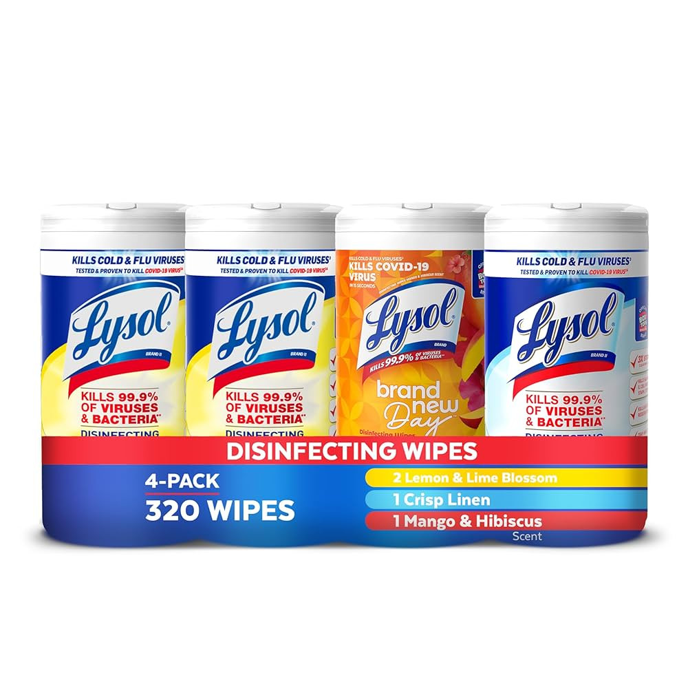 Lysol Disinfecting Wipes Bundle, Home Apartment Dorm Room Essentials and Cleaning Supplies, All P... | Amazon (US)