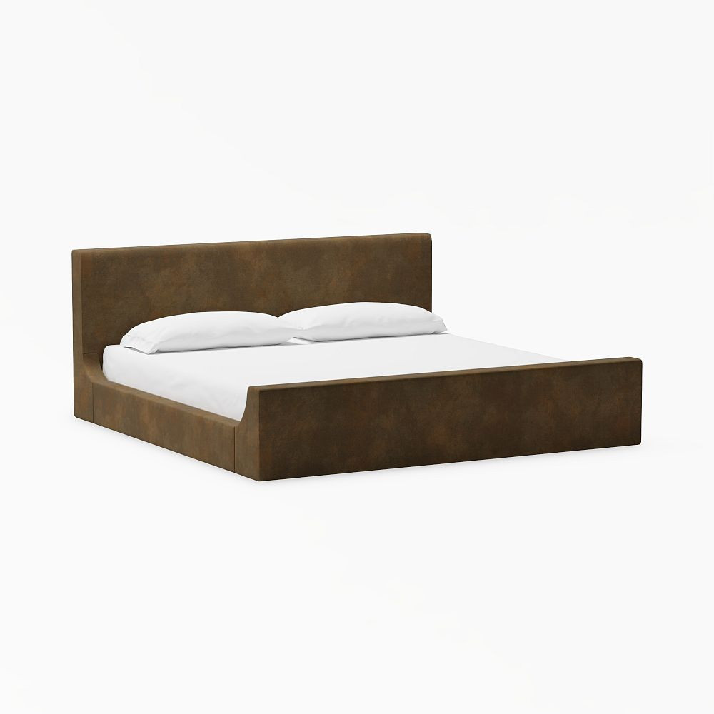 Greenwich Upholstered Bed, King, Textured Faux-Suede Tobacco | Pottery Barn Teen
