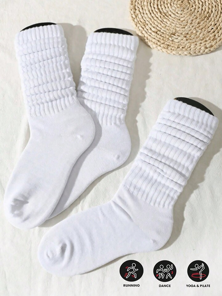 3 Pairs Of Solid Color Women's Plush Pile Socks | SHEIN