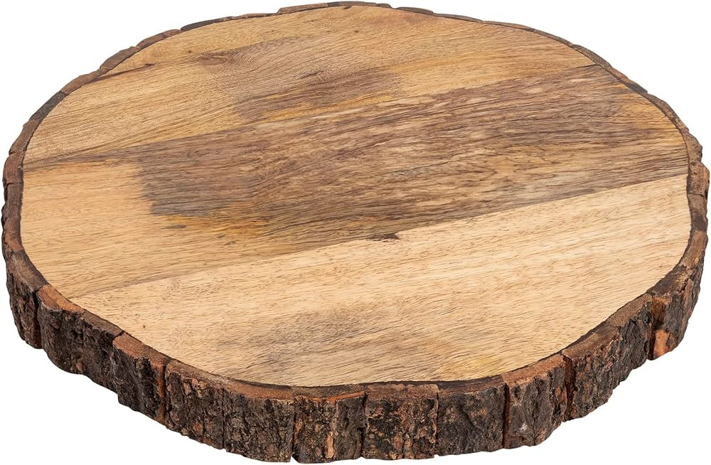 GoCraft Wooden Round Cutting Board with Tree Bark Rim | 1.5" Thick Mango Wood Live Edge Chopping,... | Amazon (US)