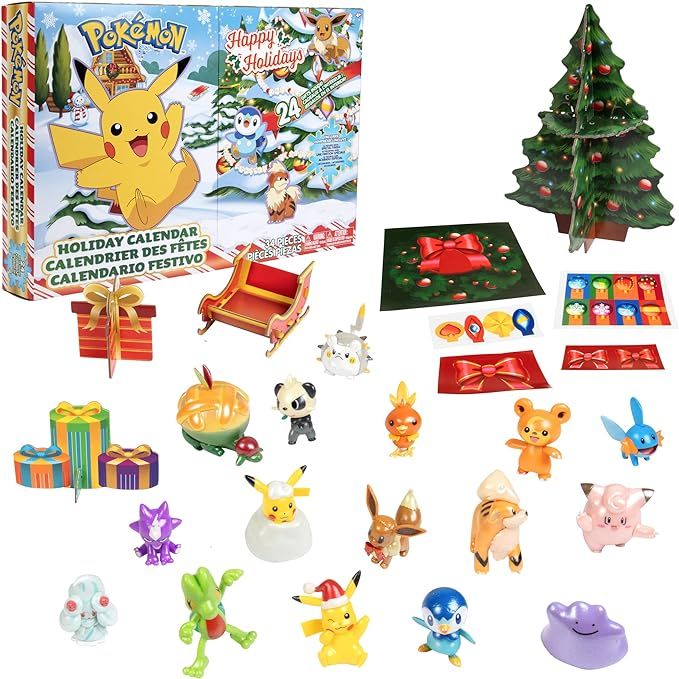 Pokemon 2022 Holiday Advent Calendar for Kids, 24 Piece Gift Playset - Set Includes Pikachu, Eeve... | Amazon (US)