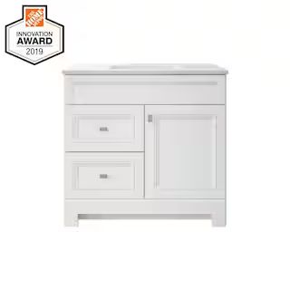 Home Decorators Collection Sedgewood 36-1/2 in. Configurable Bath Vanity in White with Solid Surf... | The Home Depot