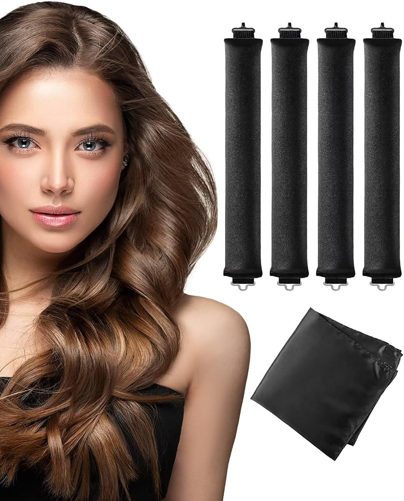 Heatless Curls Overnight Hair Curler - 4 Pcs Curling Rod to Sleep In, Velvet Hair Rollers with Sa... | Amazon (US)