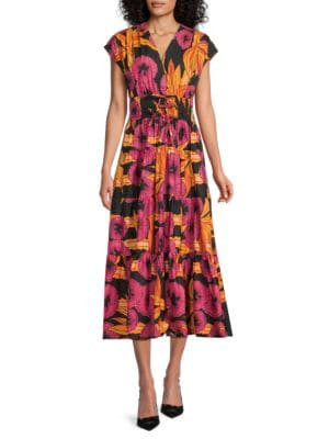 Fatima Floral Cotton Midi-Dress | Saks Fifth Avenue OFF 5TH