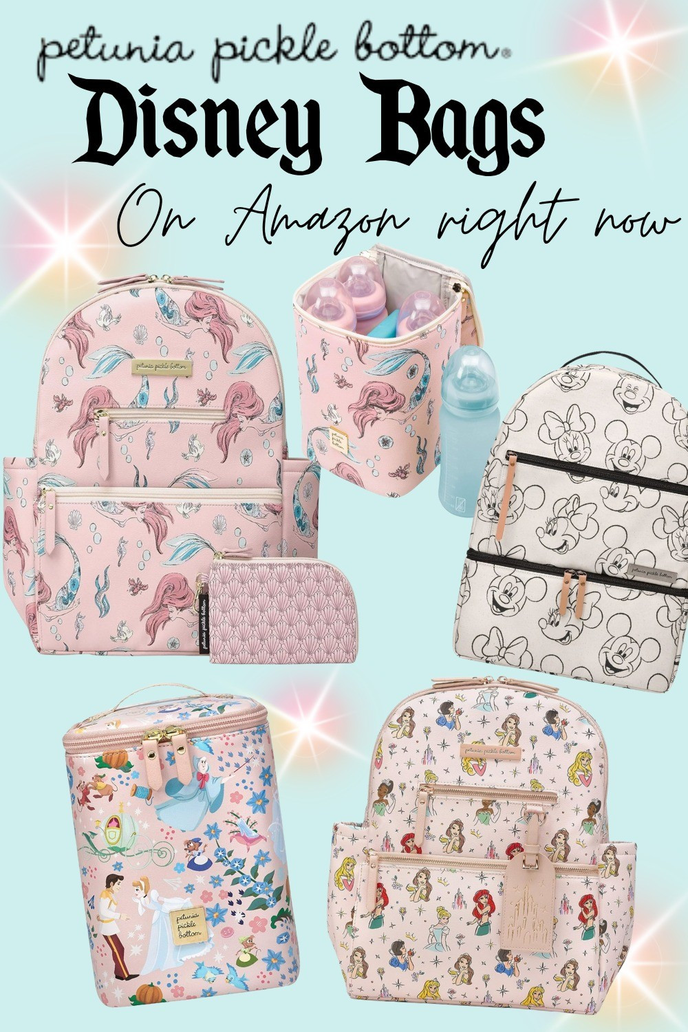 Petunia Pickle Bottom Disney Diaper Bags and bottle cooler bags on Amazon Princess and Mickey Mouse

#LTKFamily #LTKBaby #LTKKids