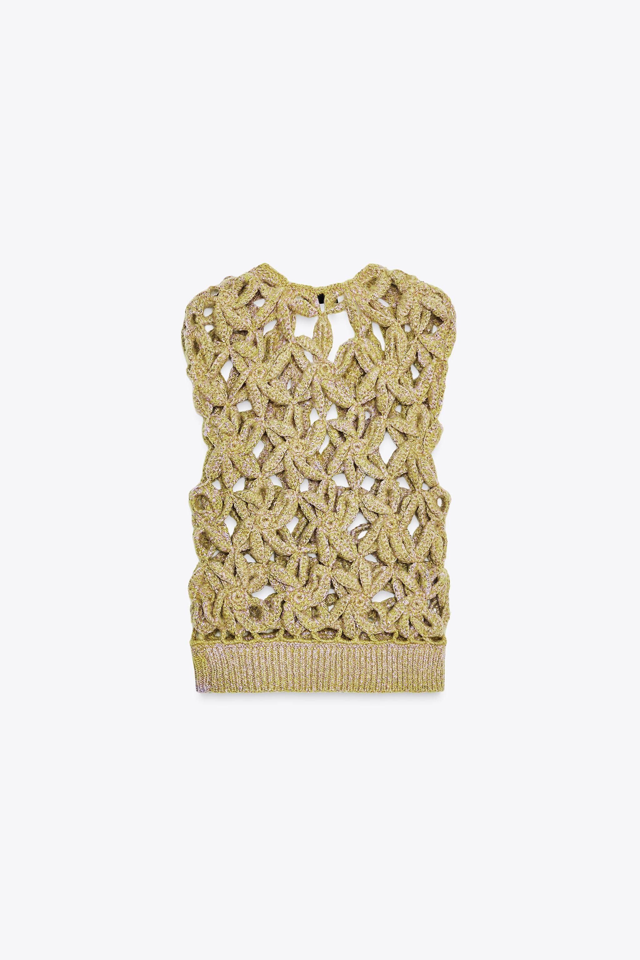 GRADIENT CROCHET KNIT VEST TOP | Zara US