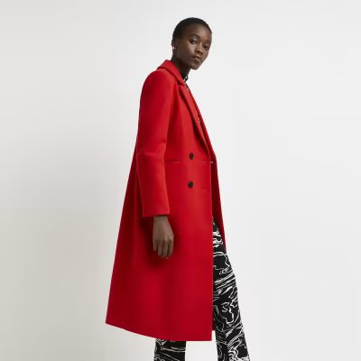 Red double breasted coat | River Island (UK & IE)