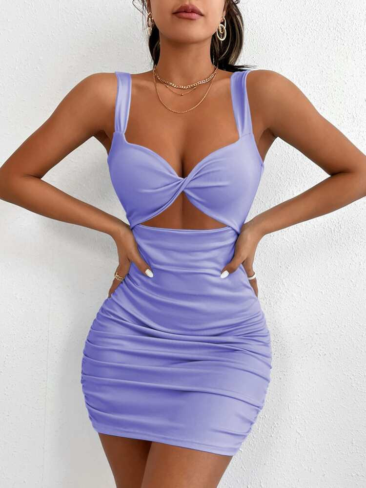 Twist Front Cut-out Bodycon Dress | SHEIN