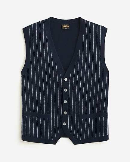 Cashmere-blend cardigan sweater-vest in pinstripe | J. Crew US