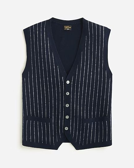 Cashmere-blend cardigan sweater-vest in pinstripe | J.Crew US