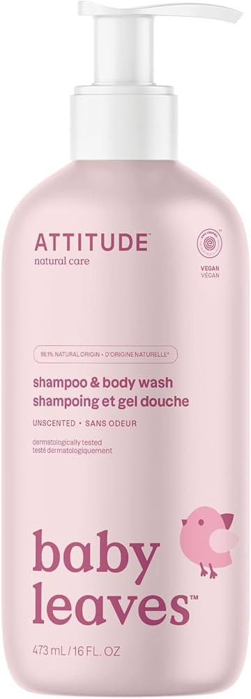 ATTITUDE 2-in-1 Shampoo and Body Wash for Baby, Fragrance-Free EWG Hypoallergenic Plant- and Mine... | Amazon (US)