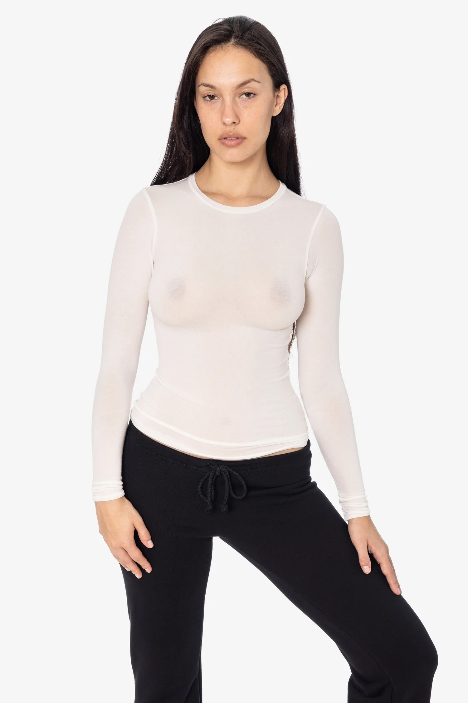 Long Sleeve Cheesecloth Fitted T-Shirt | Los Angeles Apparel