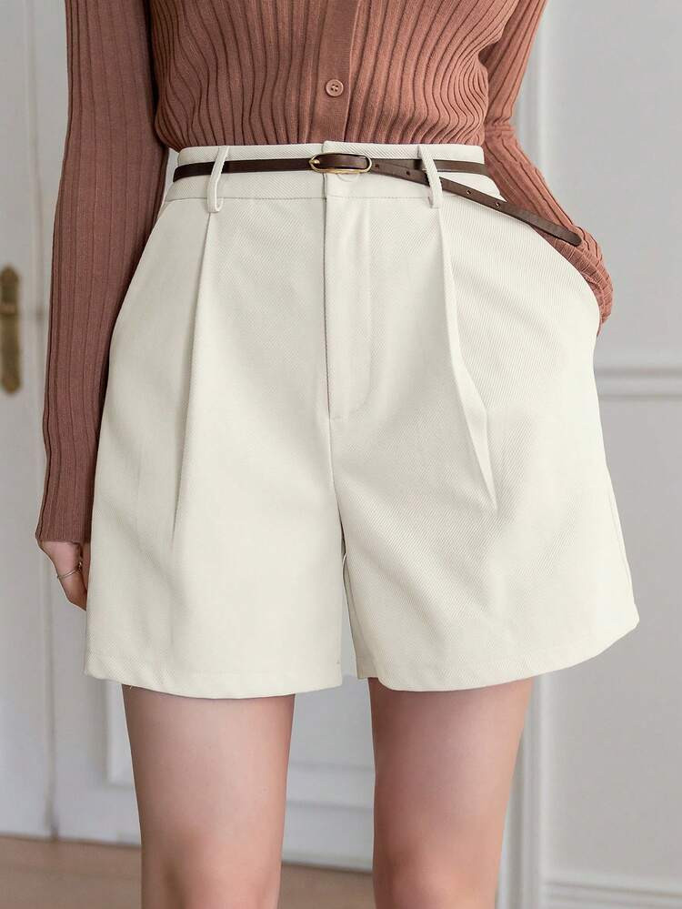 DAZY High Waist Pleated Pocket Straight Leg Elegant Shorts For Women, Summer | SHEIN