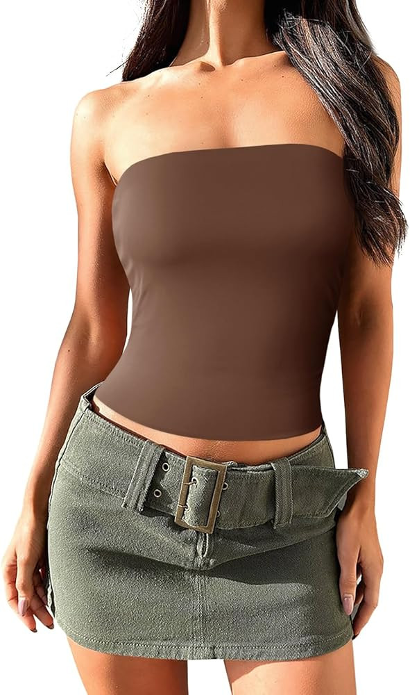 Imily Bela Womens Summer Tube Tops Strapless No Pad Clubwear Y2K Going Out Stretchy Basic Casual ... | Amazon (US)