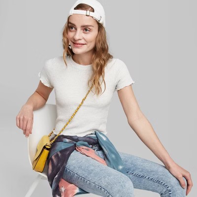 Women's Short Sleeve Crewneck Thermal T-Shirt - Wild Fable™ Light Heather Gray | Target