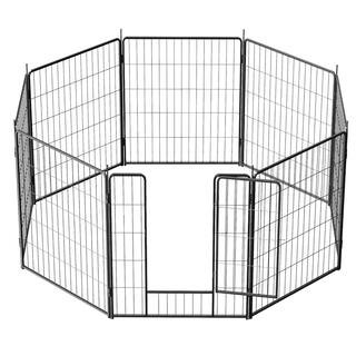 31.5 in. 8 Panels Heavy-Duty Anti-Rust Metal Dog Kennel, Pet Playpen with Door, Outdoor Backyard Fence for Dogs Pets | The Home Depot