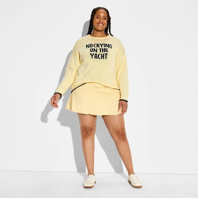 Women's Novelty Crewneck Pullover Sweater - Wild Fable™ Yellow Quote 4X | Target