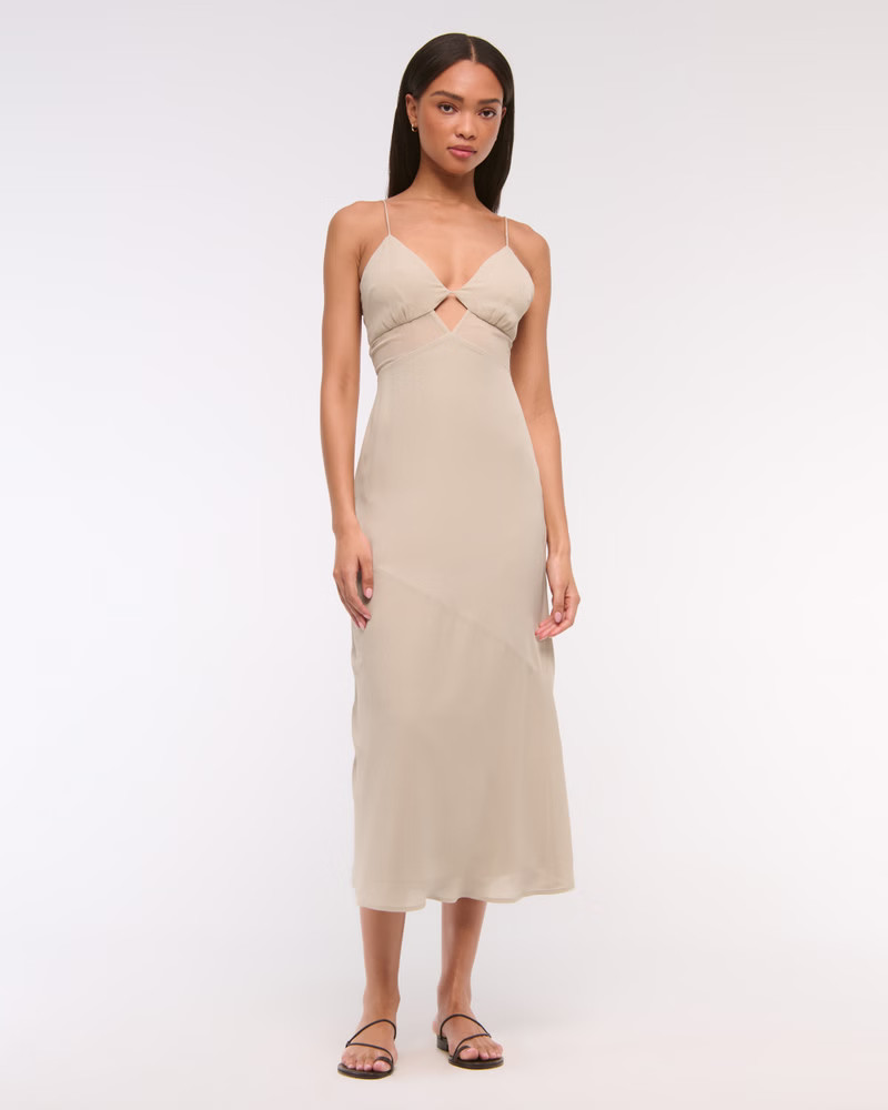Women's Tie-Back Sheer Slip Midi Dress | Women's New Arrivals | Abercrombie.com | Abercrombie & Fitch (US)