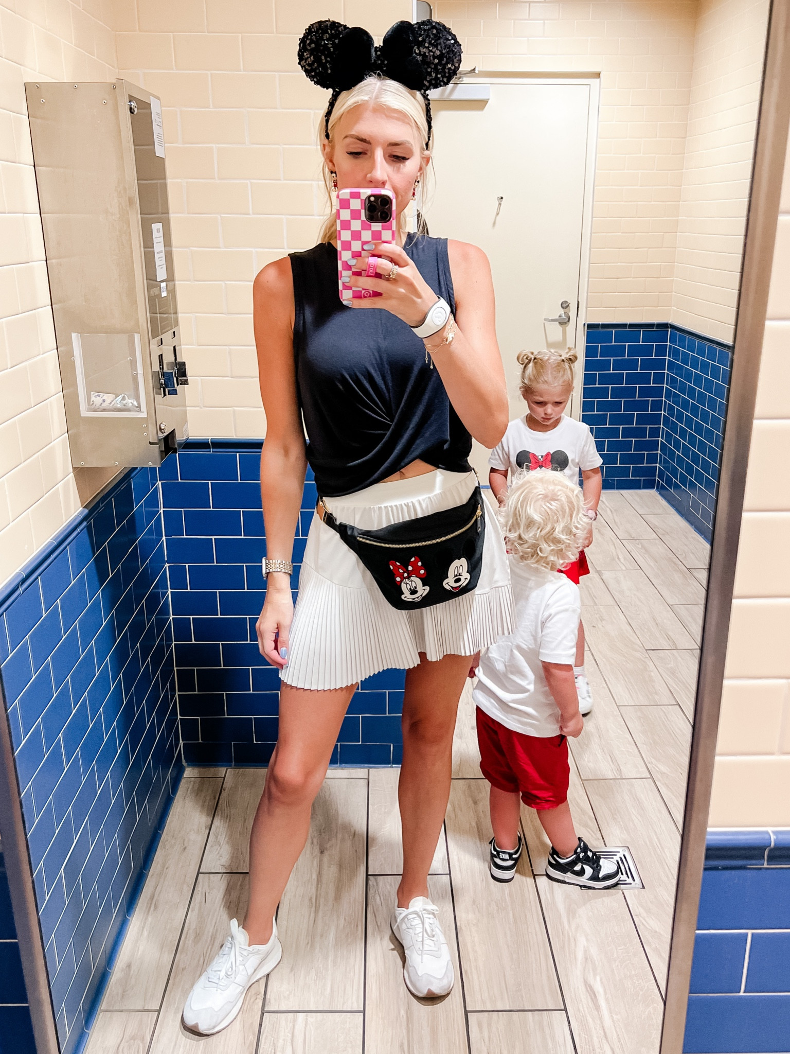 Disney world outfit, Disney outfits, Disney Fanny pack, spanx skirt 