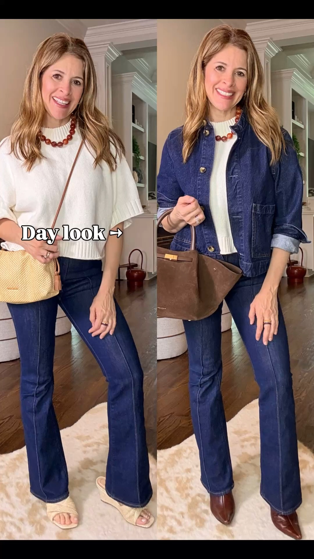 Casual day to night ✨
Easy changes, completely different feel 🤍

For reference:
Jacket: XXS
Top:XXS
Jeans: 24P/00P

#LTKgrwm #LTKootd #LTKPetite