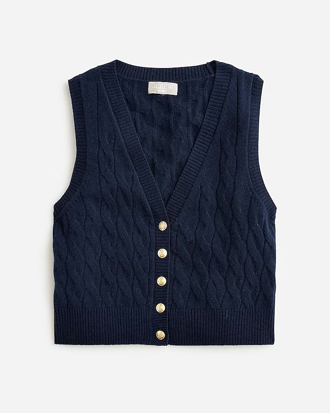 Cashmere shrunken cable-knit sweater-vest | J.Crew US