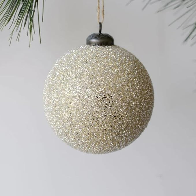 CG Hunter Holiday Collection, 4-Inch Cream Glass Set-of-4 Christmas Tree Ornaments, Premium Chris... | Amazon (US)