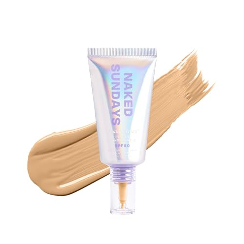 Naked Sundays BeautyScreen Peptide Foundation Tint - SPF 50 Tinted Sunscreen & Skincare Makeup with Zinc Oxide, Niacinamide - Lightweight Natural Coverage, 3 Warm Honey, 1.01 oz | Amazon (US)