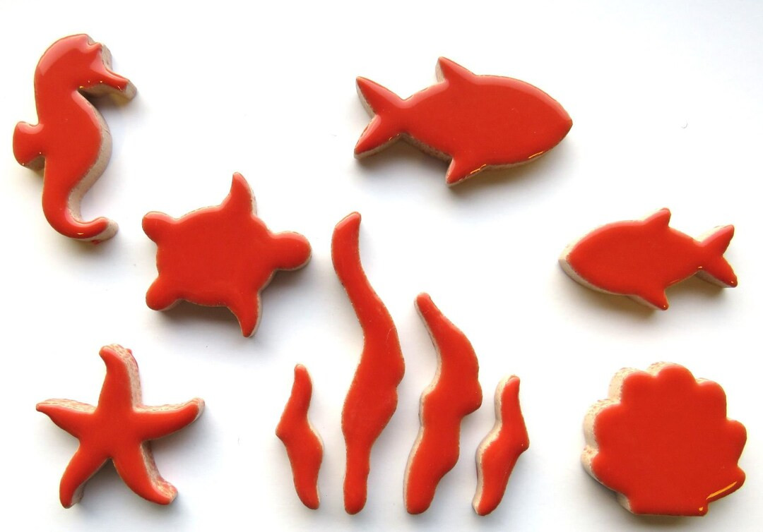 Sealife Red Coral Ceramic Charms for Mosaics Package of 15 - Etsy | Etsy (US)