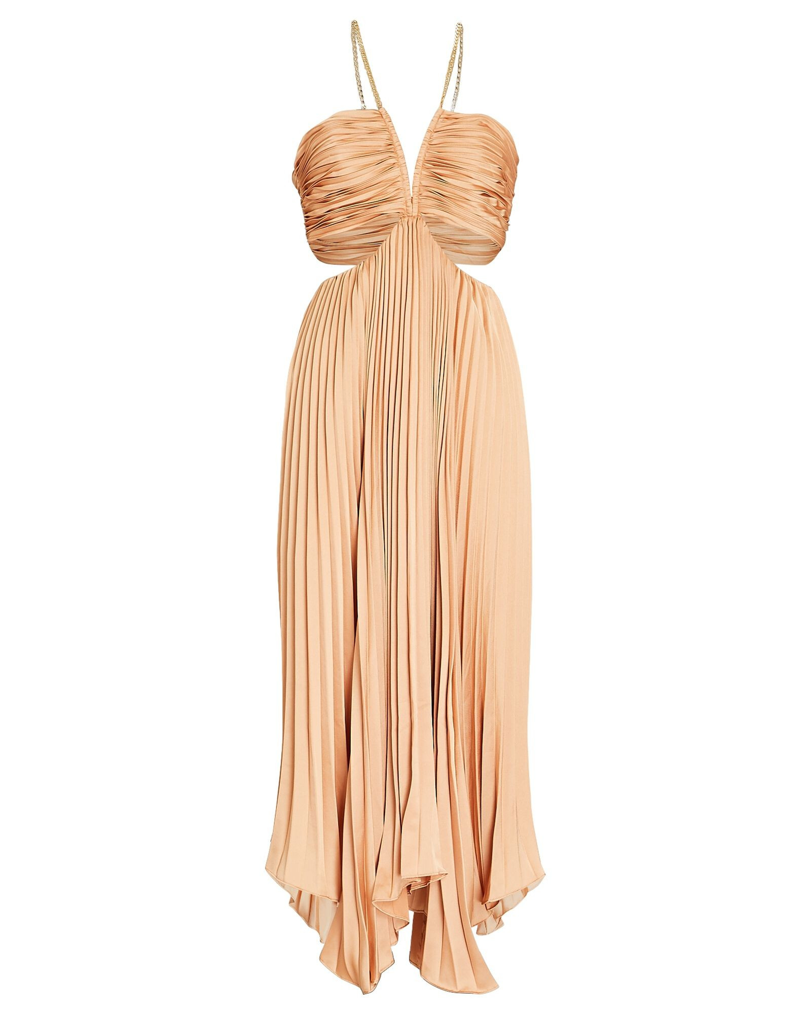 Evie Pleated Cut-Out Midi Dress | INTERMIX