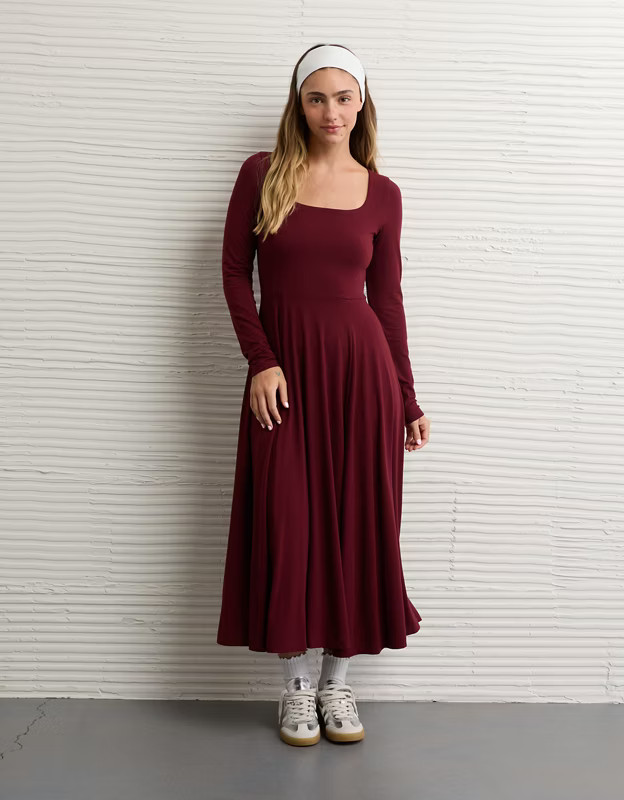 AE Square Neck Midi Dress | American Eagle Outfitters (US & CA)