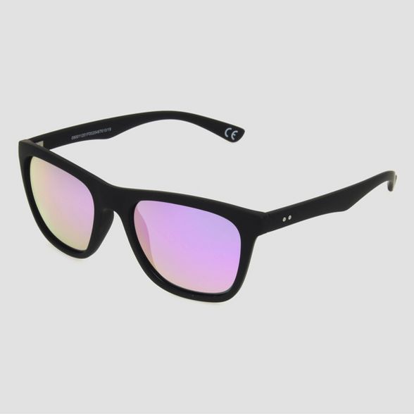 Men's Surfer Shade Rubberized Sunglasses with Mirrored Polarized Lenses - All in Motion™ Black | Target