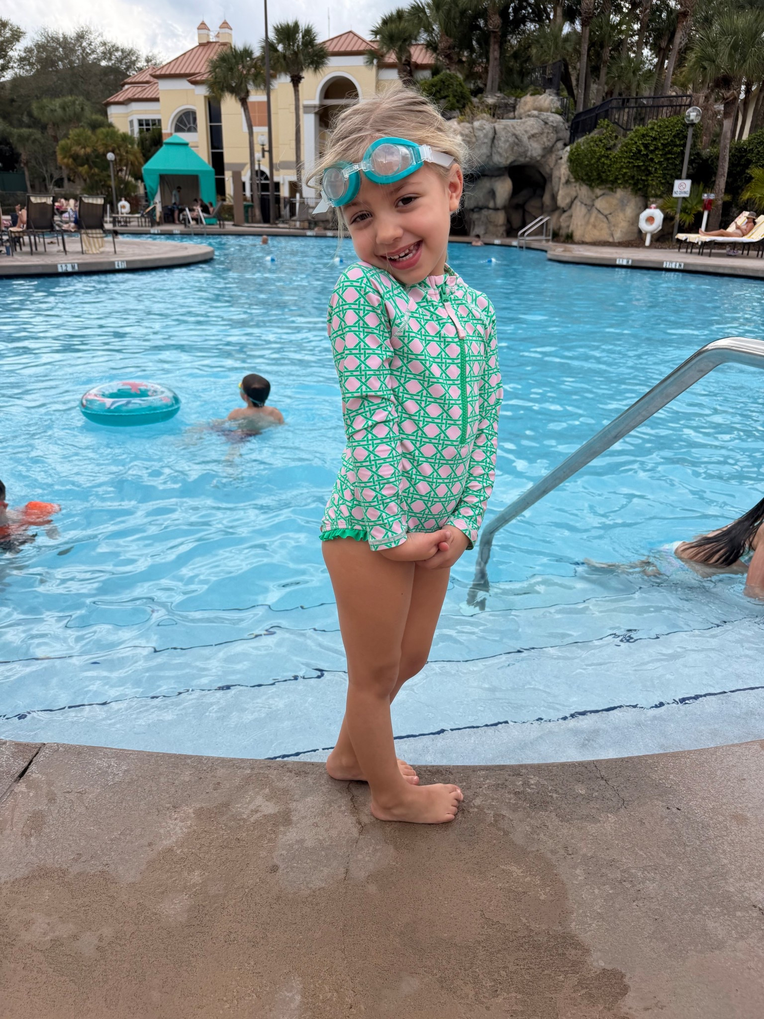 The cutest little ruffle butt swimsuit for little girls. They make this in a Mommy and me print. I have the matching one!