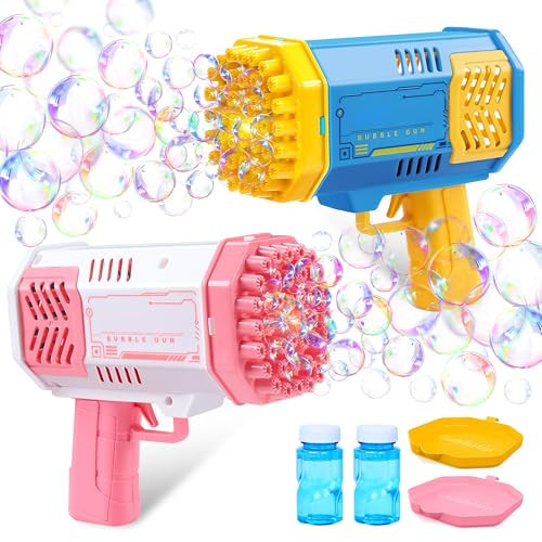 Sloosh 2 PCS Bubble Machine, Bazooka Rocket Shape Bubble Gun Toy for Kids Ages 4-8, Gifts, Adults, Party Favors, Summer, Wedding, Easter | Amazon (US)
