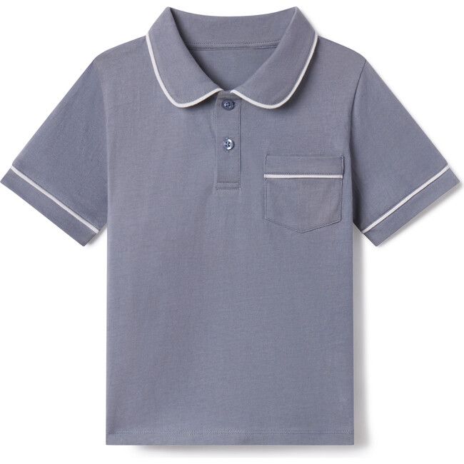 Beau Contrast Piped Polo Shirt, Flint Blue | Maisonette