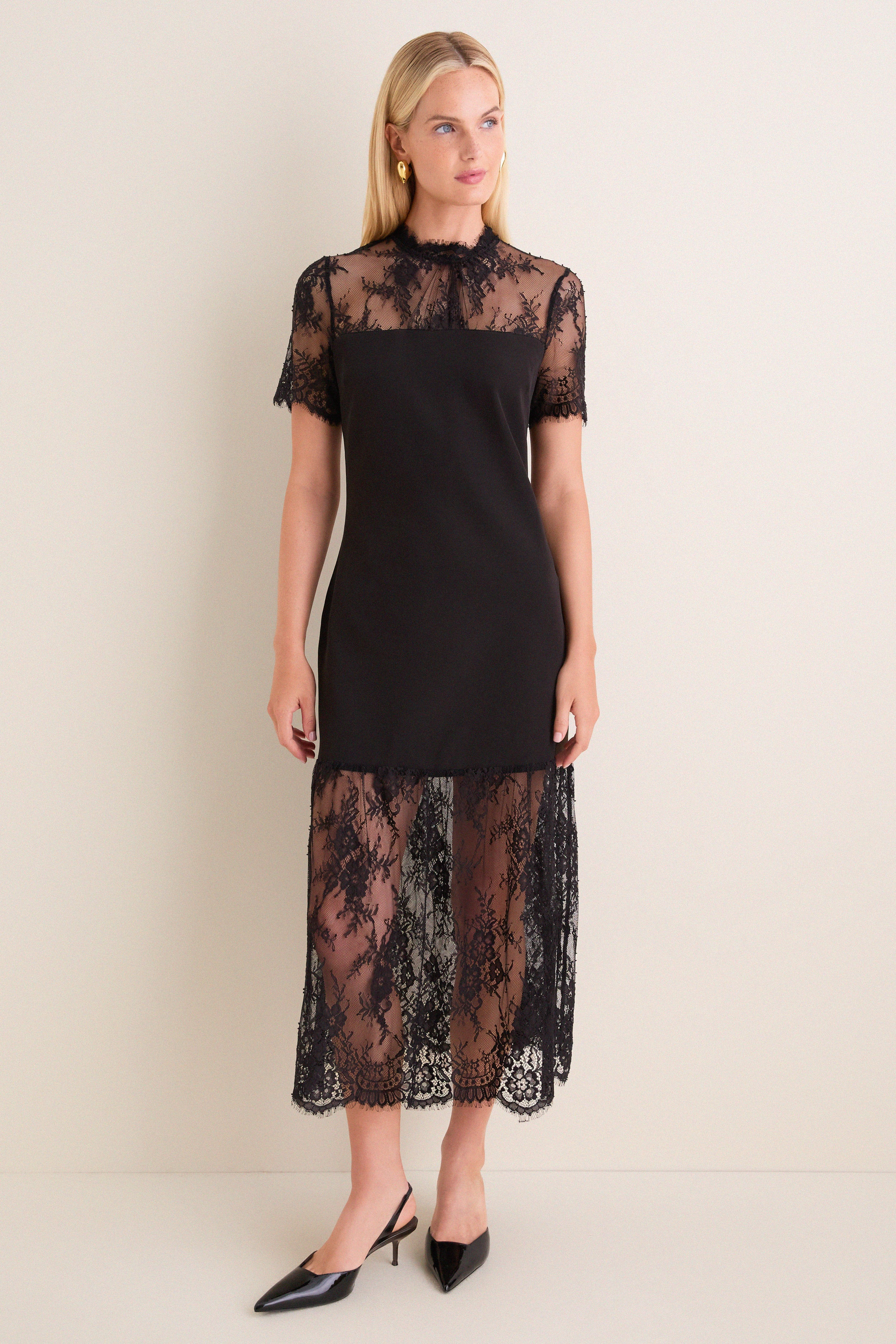 Black Lace Adelia Midi Dress | Tuckernuck (US)