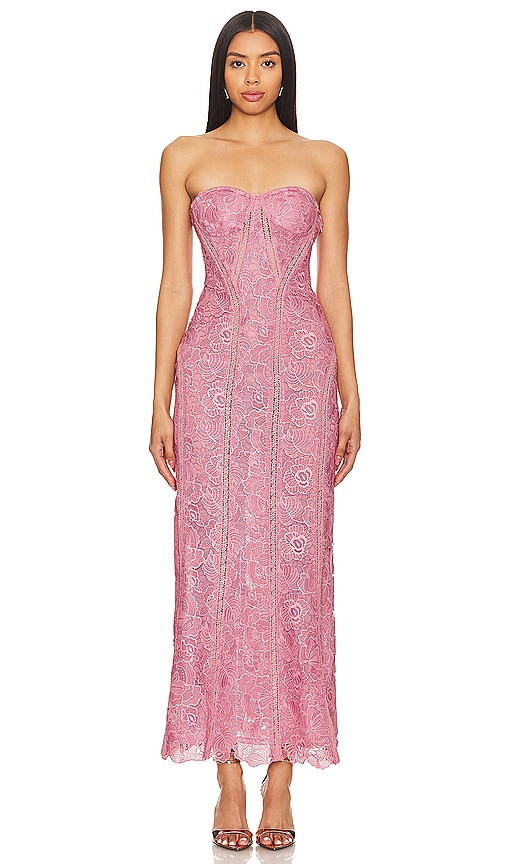 ROCOCO SAND X Revolve Paris Lace Midi Dress in Pink. - size S | Revolve Clothing (Global)