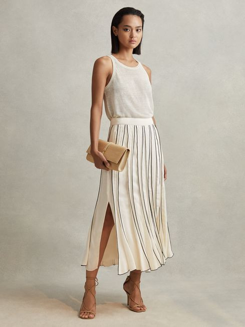 Contrast Ruffle Midi Skirt | Reiss UK