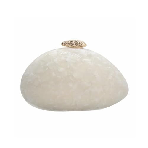 DEBIMY Women Acrylic Evening Clutch Chic Shell Purse Egg Handbag Marble Shoulder Crossbody Bag for Prom Cocktail Party, Pearl | Amazon (US)